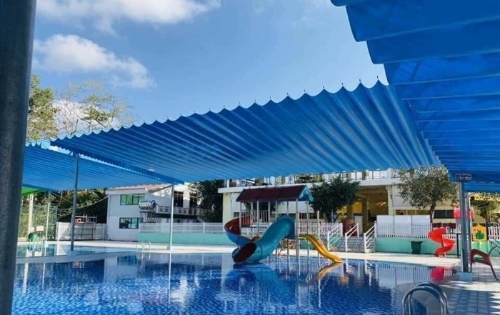 mái xếp di động hồ bơi