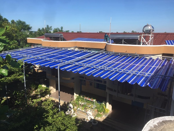thi công mái xếp di động tại trường học